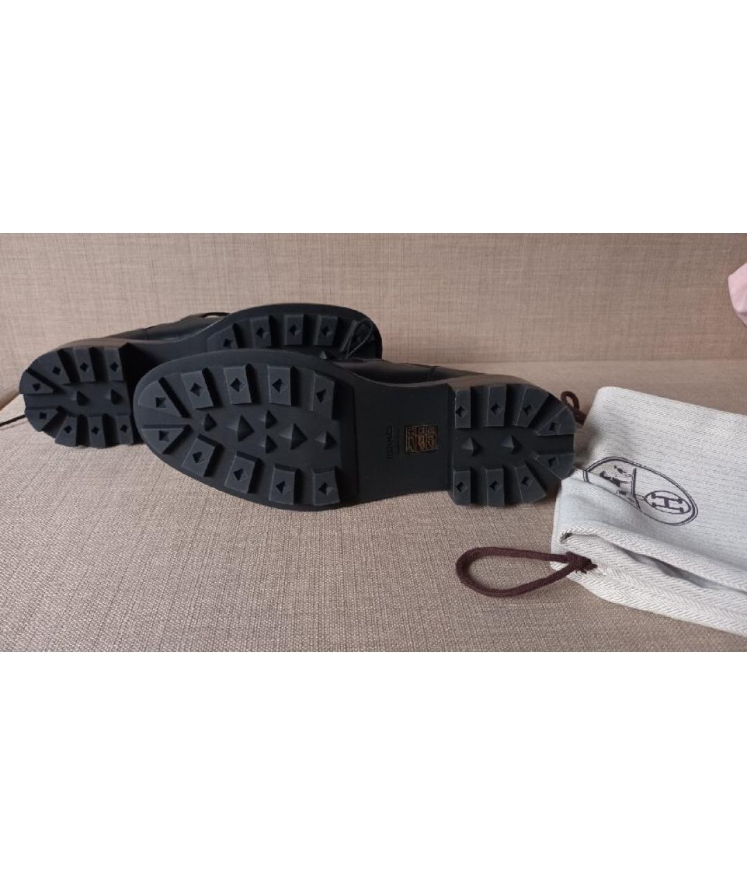 HERMES Черные кожаные брогги и оксфорды, фото 6