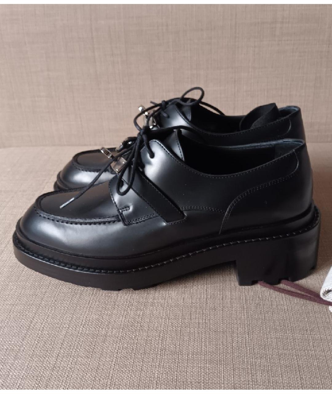 HERMES Черные кожаные брогги и оксфорды, фото 7