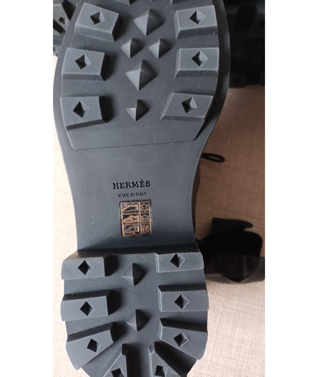 HERMES Черные кожаные брогги и оксфорды, фото 9