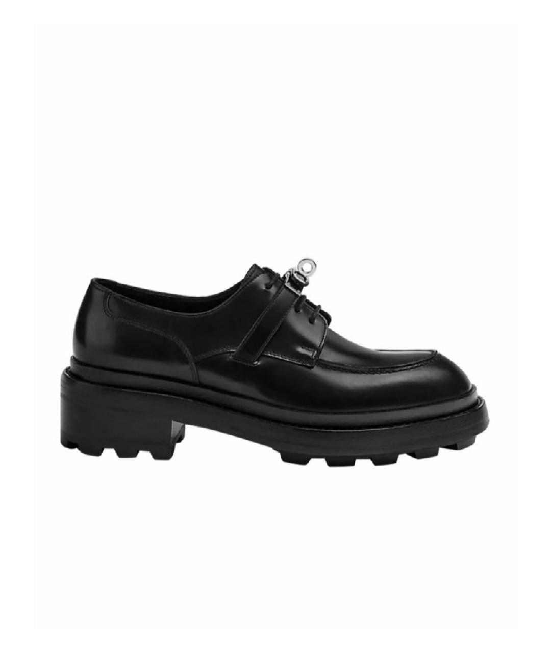 HERMES Черные кожаные брогги и оксфорды, фото 10