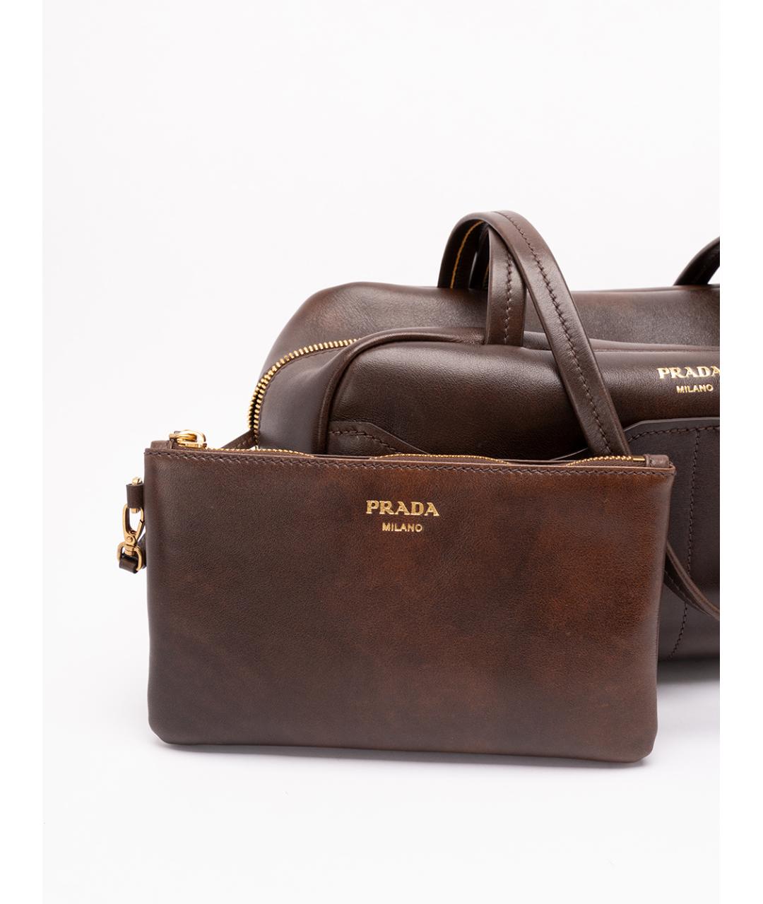 PRADA Коричневая кожаная сумка через плечо, фото 5