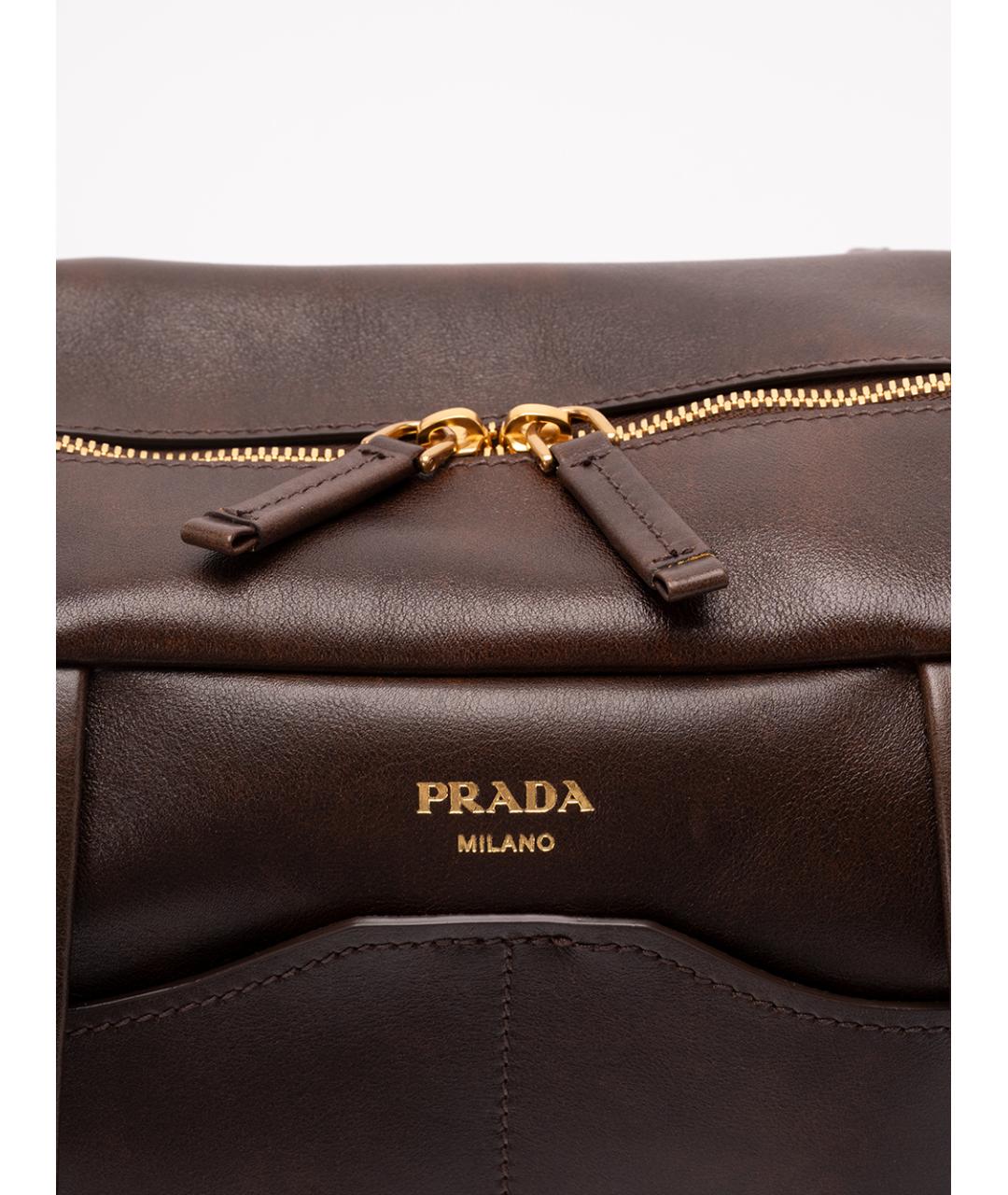 PRADA Коричневая кожаная сумка через плечо, фото 4