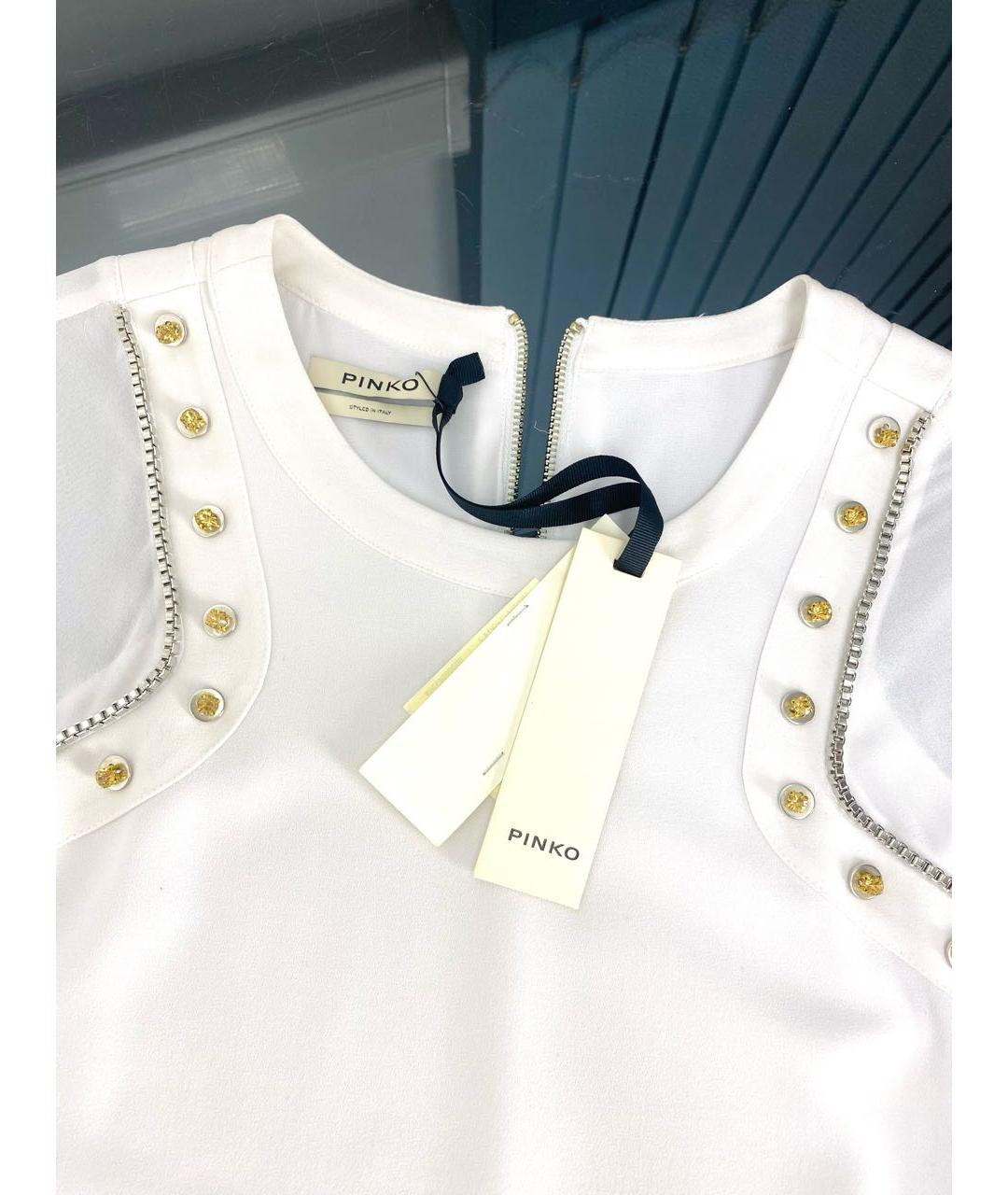 PINKO Белое полиэстеровое повседневное платье, фото 3