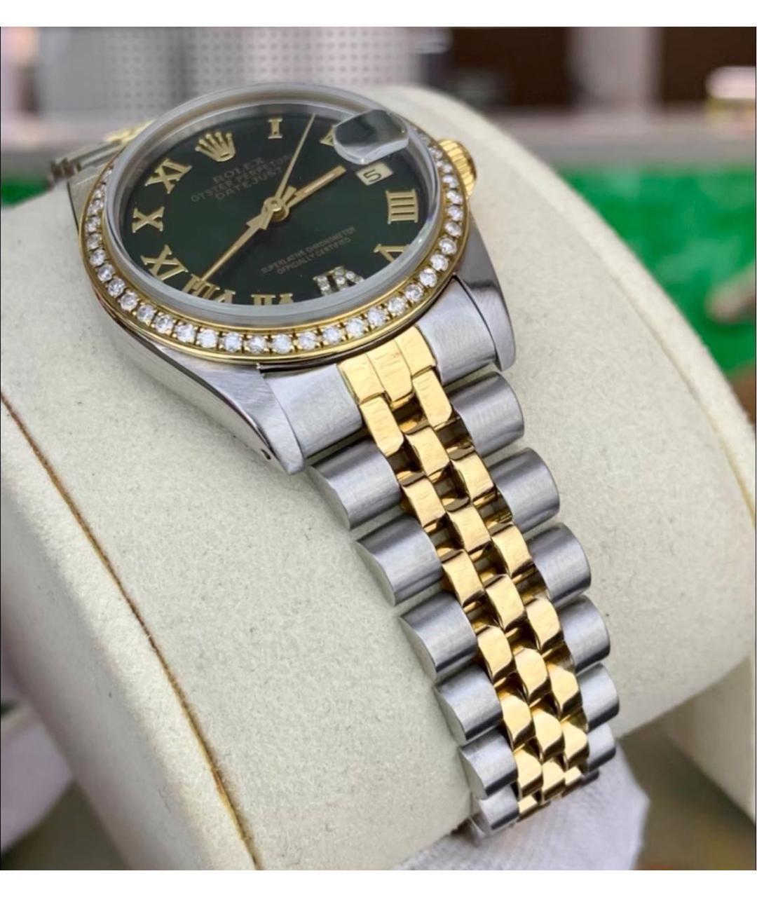 ROLEX Зеленые часы из желтого золота, фото 4