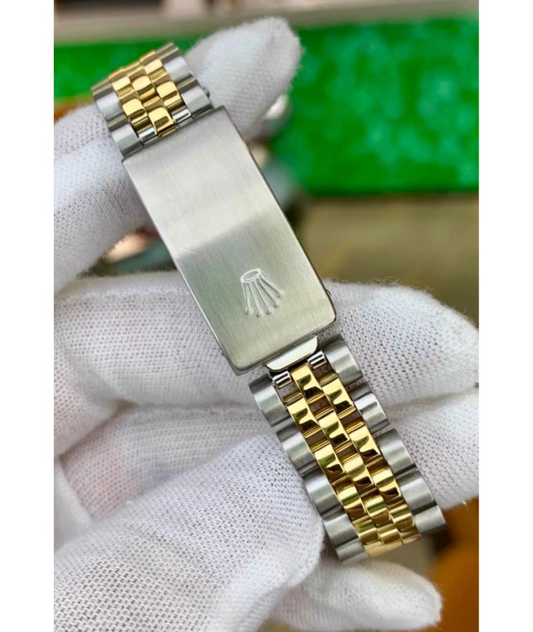 ROLEX Зеленые часы из желтого золота, фото 6