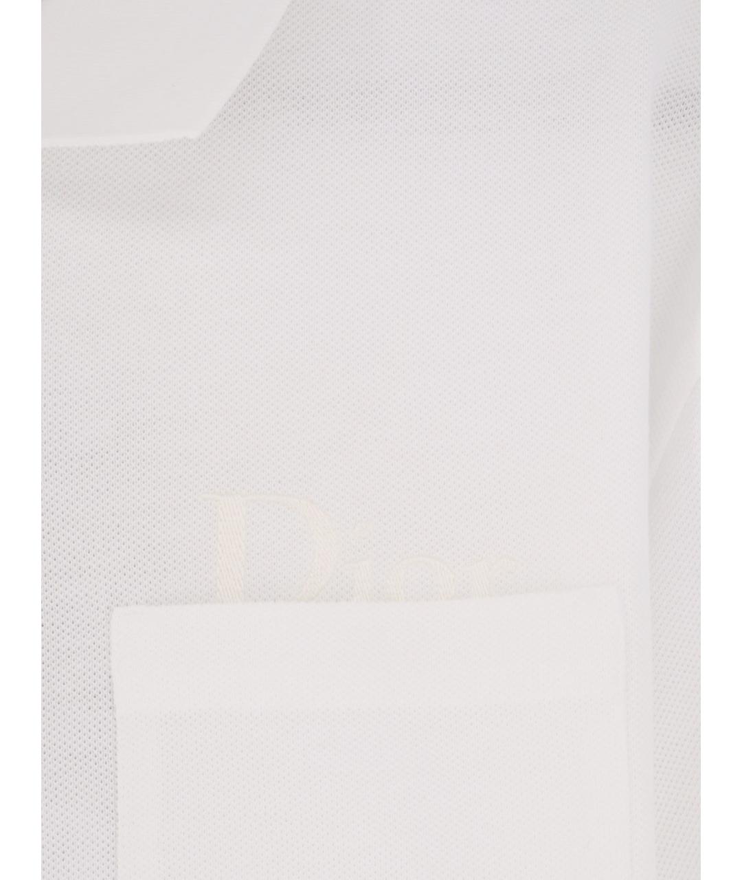 CHRISTIAN DIOR Белое хлопковое поло с коротким рукавом, фото 3