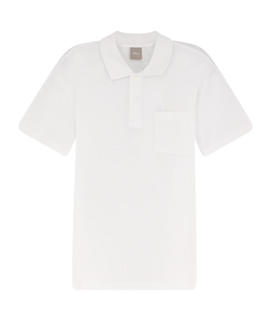 CHRISTIAN DIOR Белое хлопковое поло с коротким рукавом, фото 1