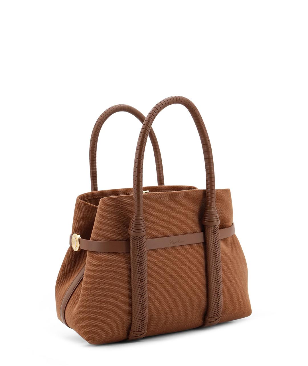 LORO PIANA Коричневая тканевая сумка тоут, фото 4