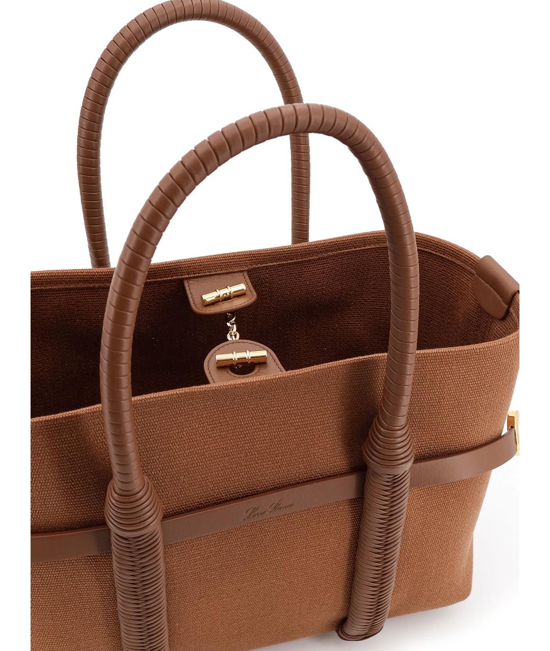 LORO PIANA Коричневая тканевая сумка тоут, фото 2