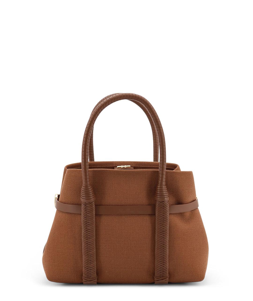 LORO PIANA Коричневая тканевая сумка тоут, фото 5
