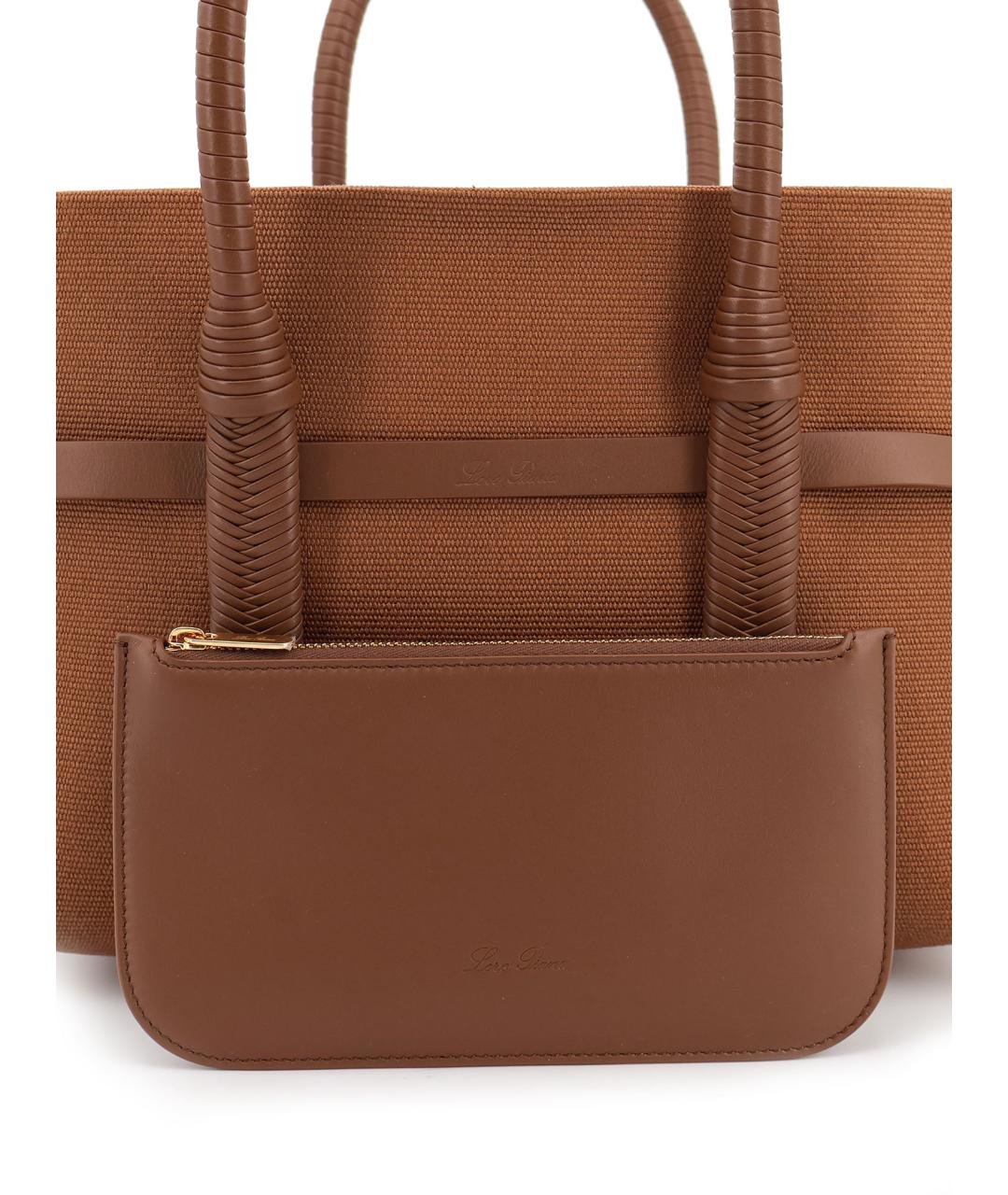 LORO PIANA Коричневая тканевая сумка тоут, фото 1