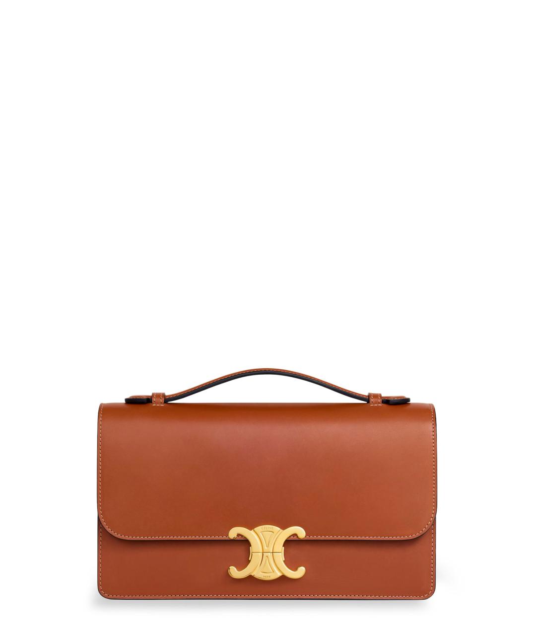 CELINE Коричневая кожаная сумка через плечо, фото 1