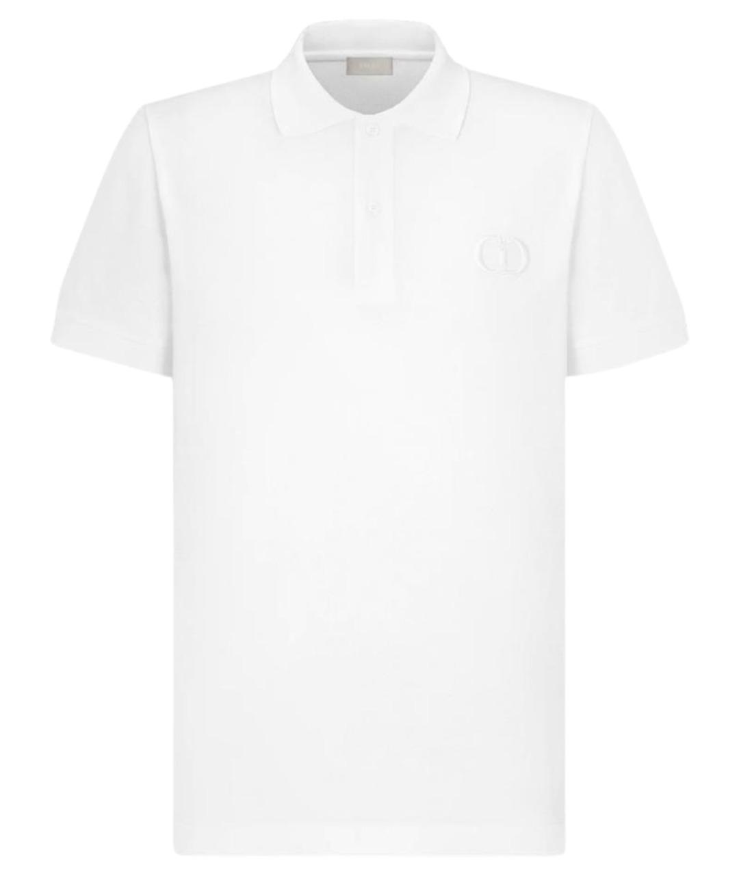 CHRISTIAN DIOR Белое хлопковое поло с коротким рукавом, фото 1