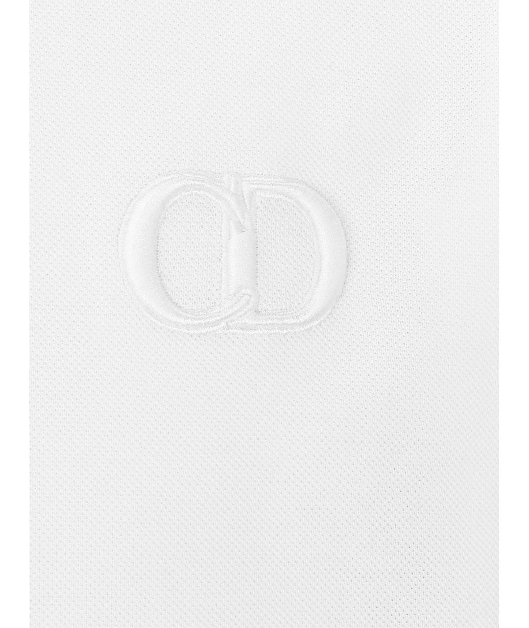 CHRISTIAN DIOR Белое хлопковое поло с коротким рукавом, фото 3