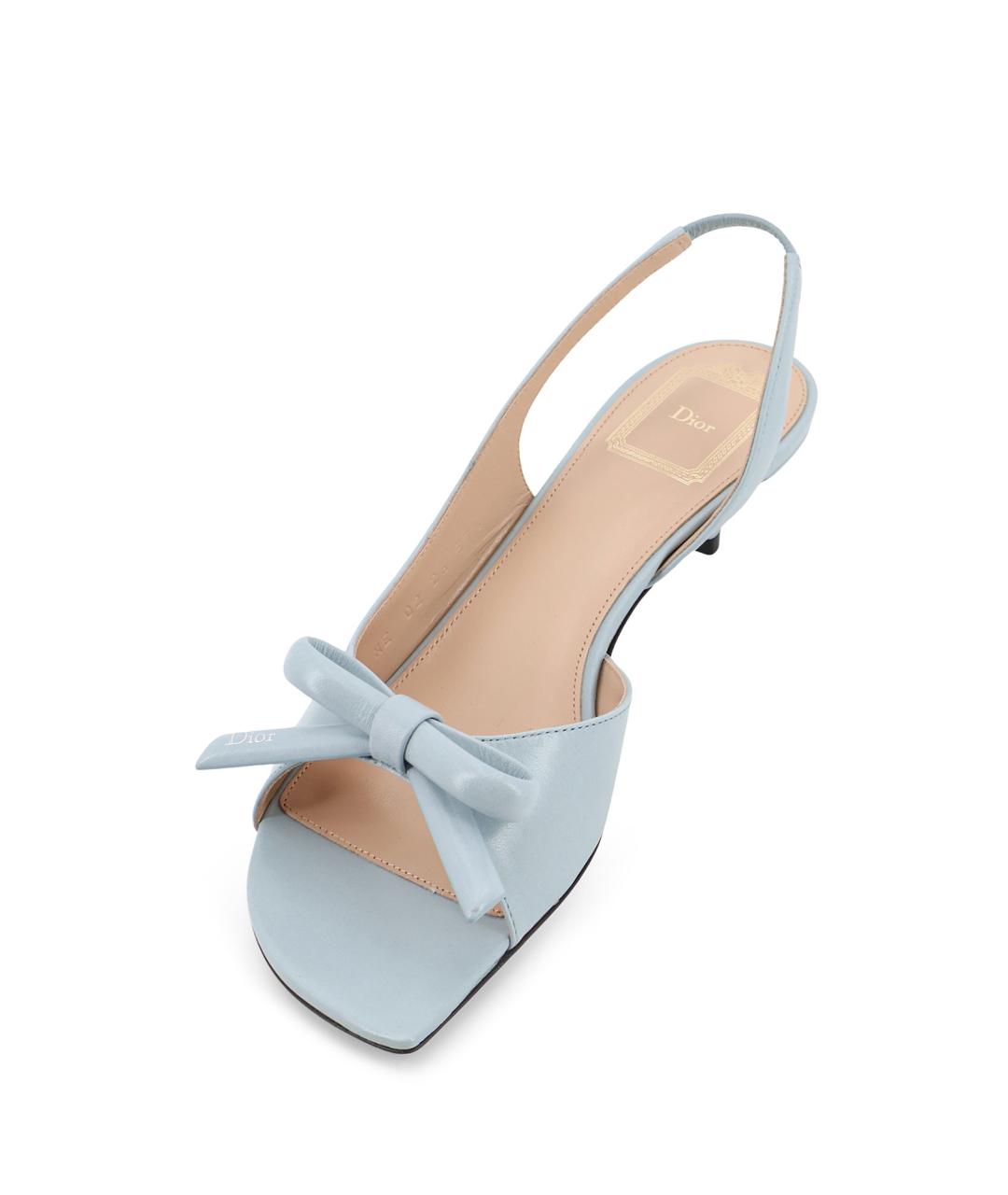 CHRISTIAN DIOR Голубые кожаные босоножки, фото 4