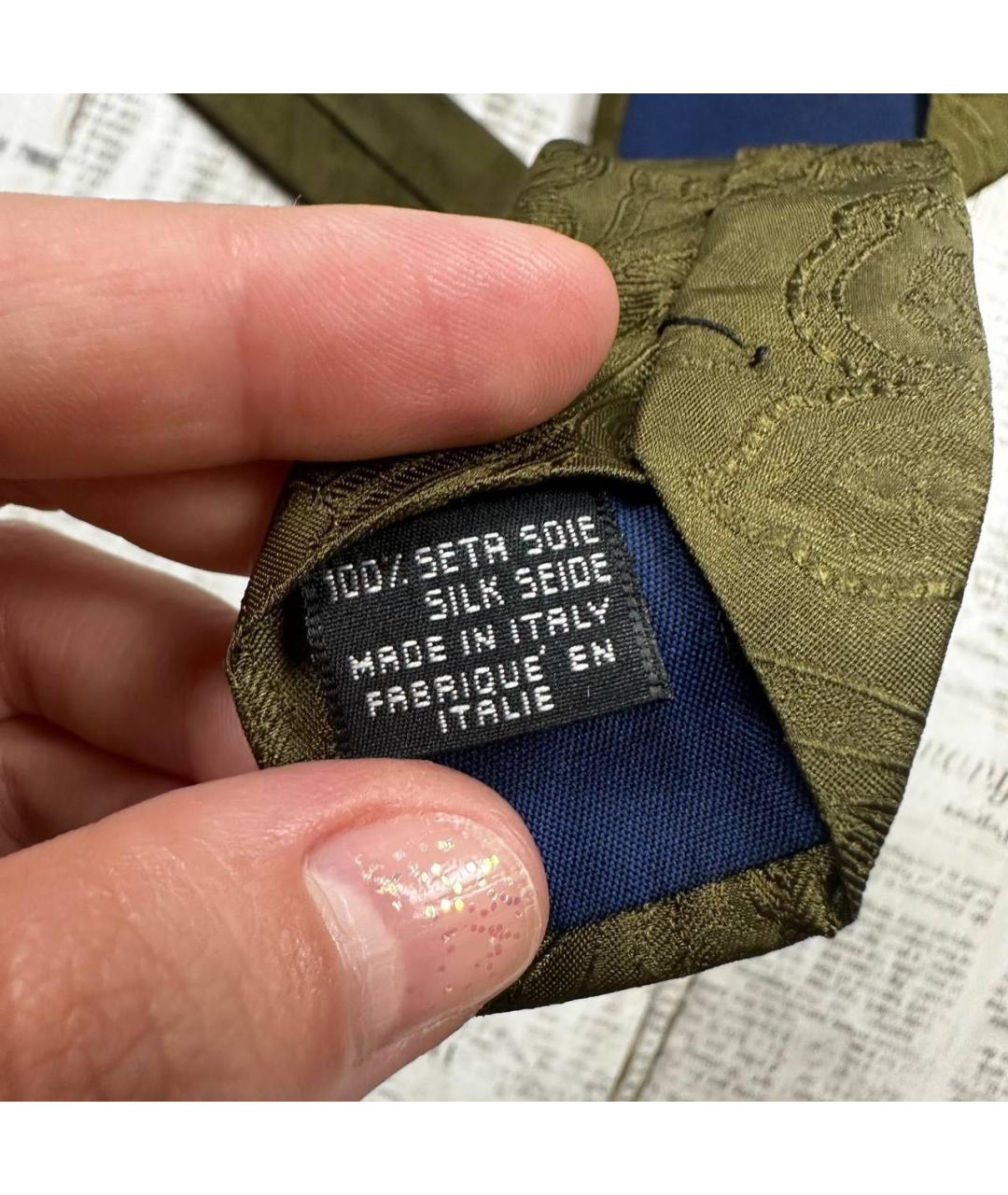 KENZO Хаки шелковый галстук, фото 5