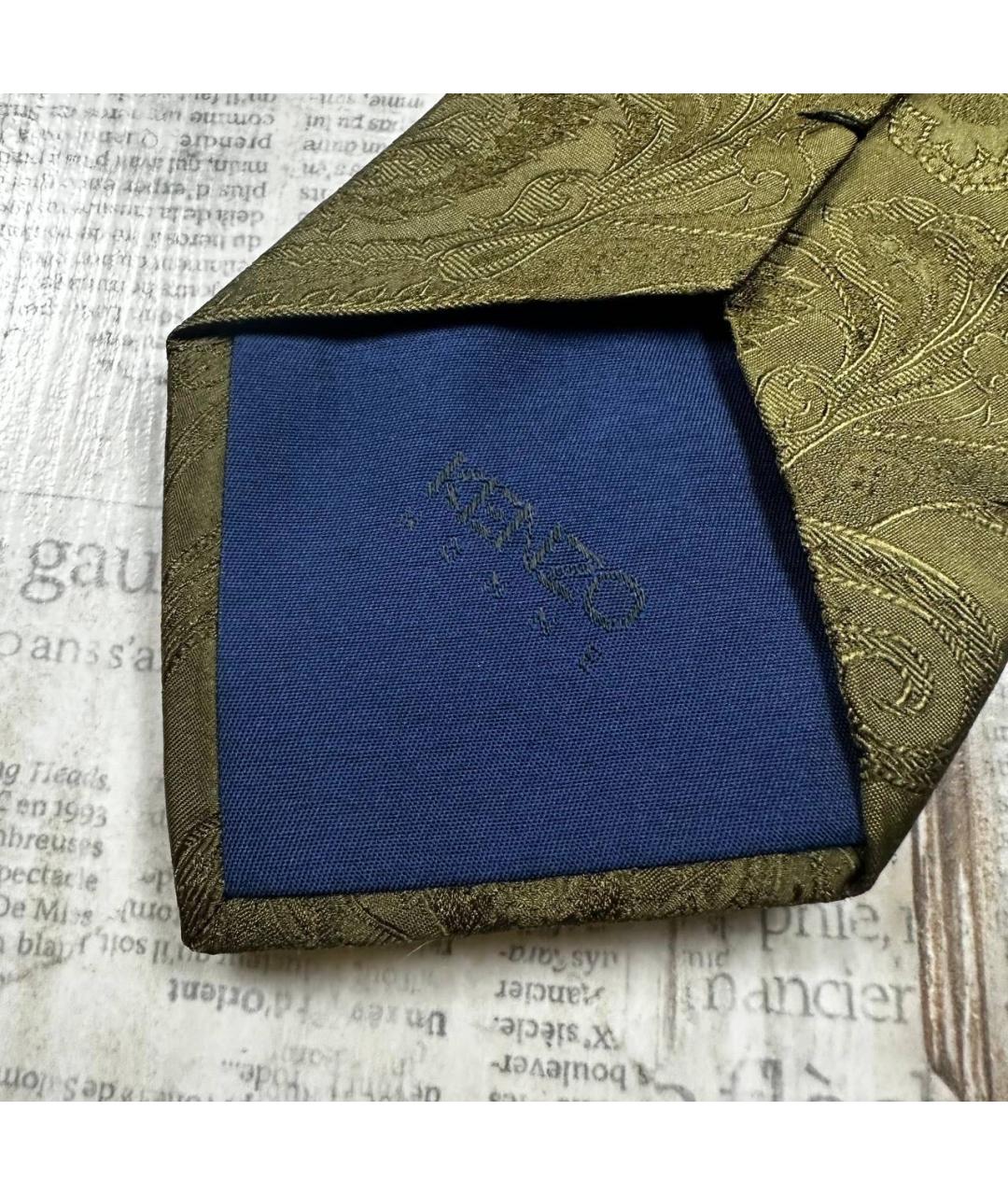 KENZO Хаки шелковый галстук, фото 4