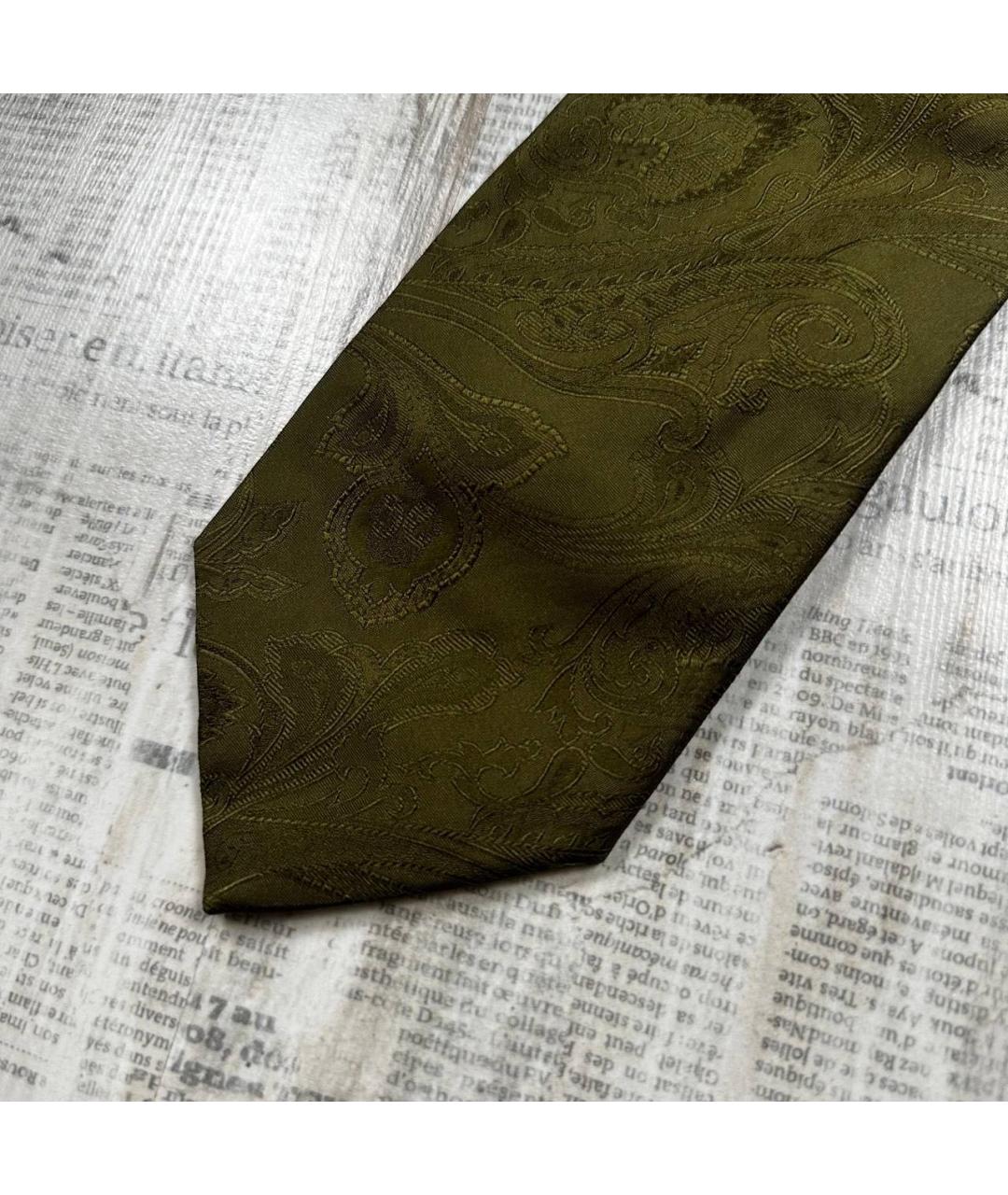 KENZO Хаки шелковый галстук, фото 3