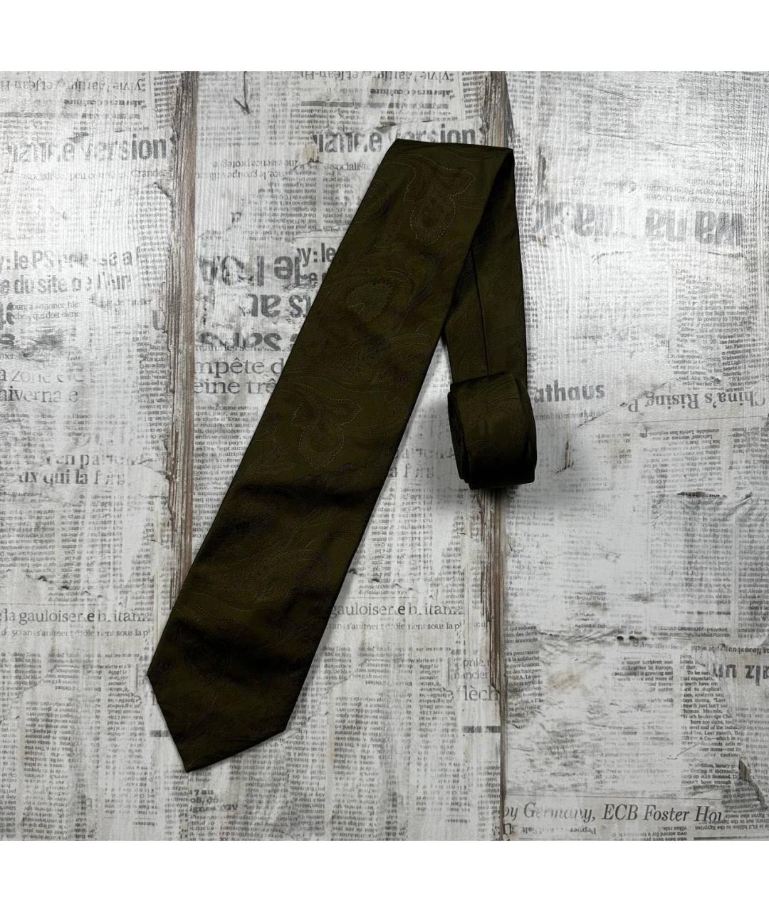 KENZO Хаки шелковый галстук, фото 2