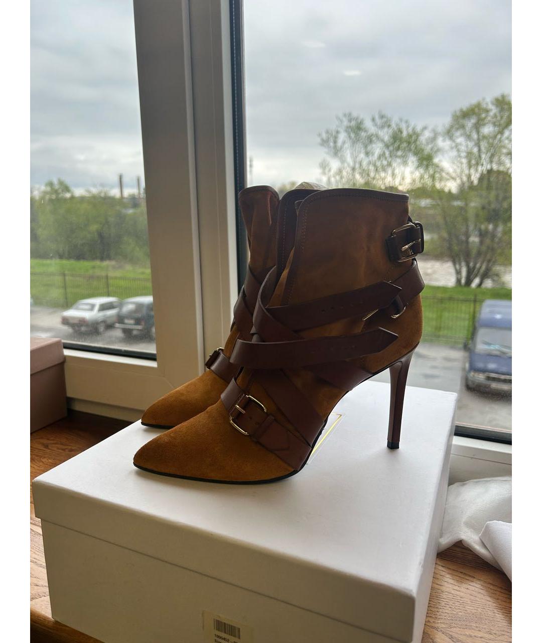 BALMAIN Коричневые замшевые ботильоны, фото 6