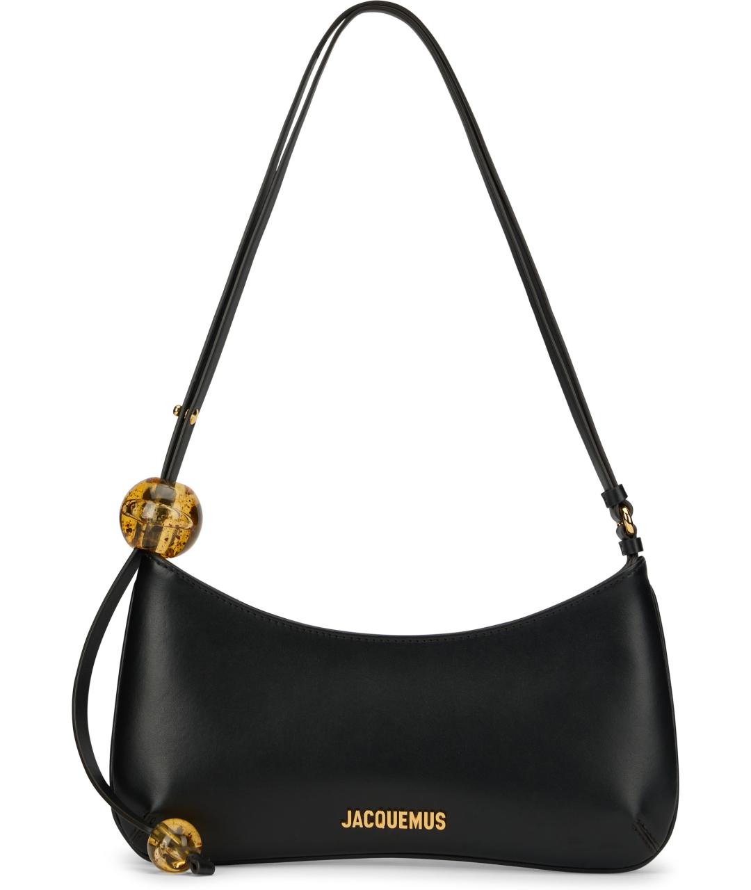 JACQUEMUS Черная кожаная сумка через плечо, фото 2