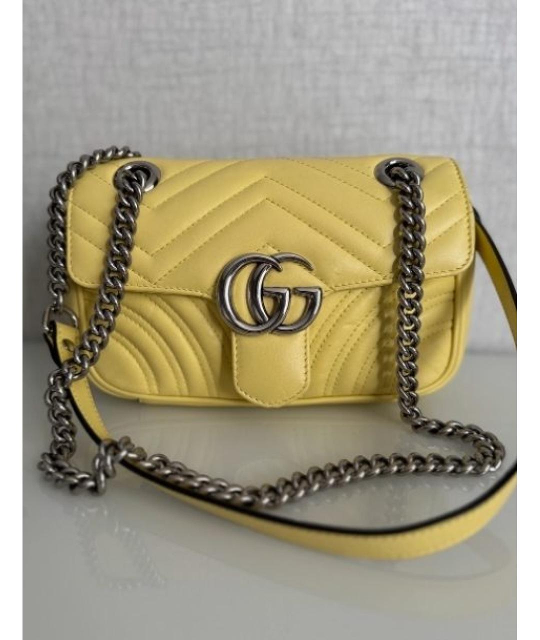 GUCCI Желтая кожаная сумка через плечо, фото 8