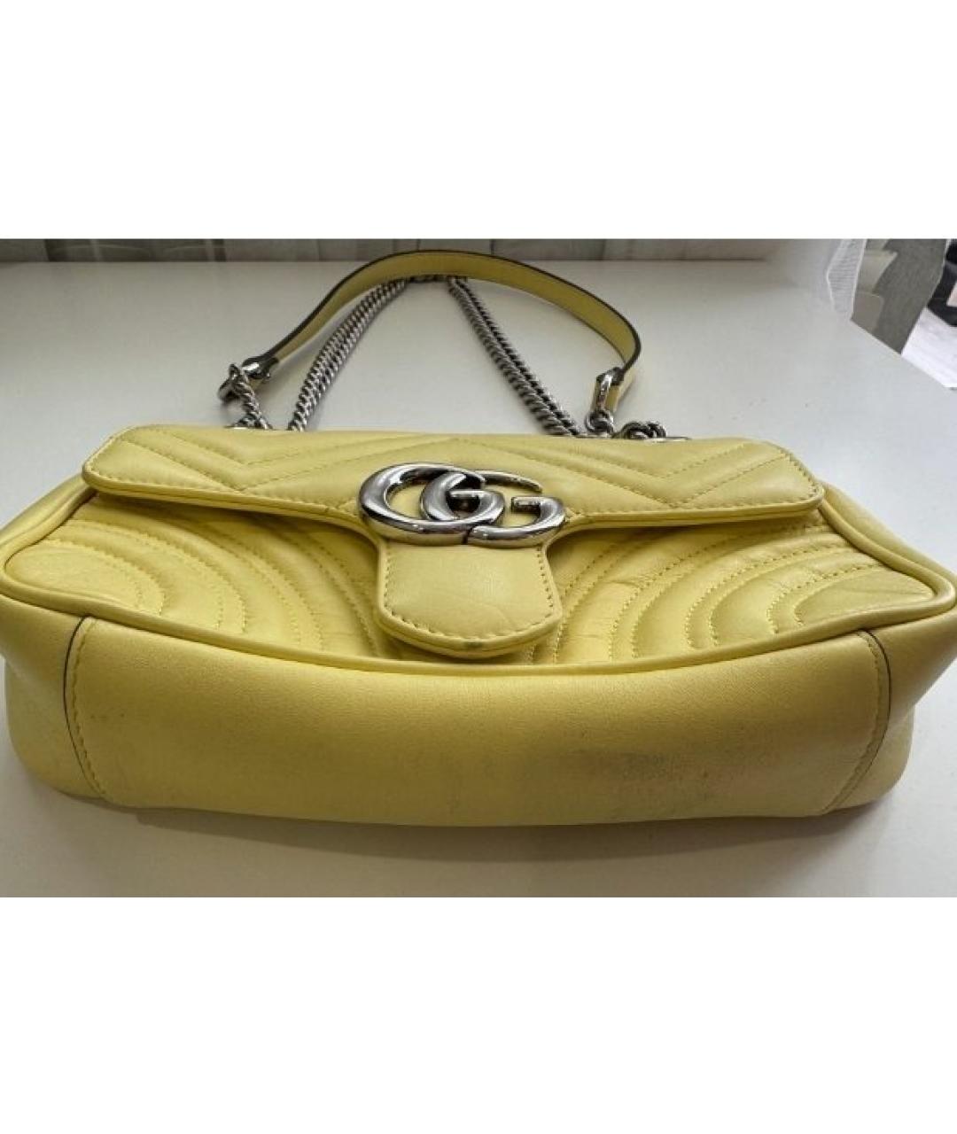 GUCCI Желтая кожаная сумка через плечо, фото 5