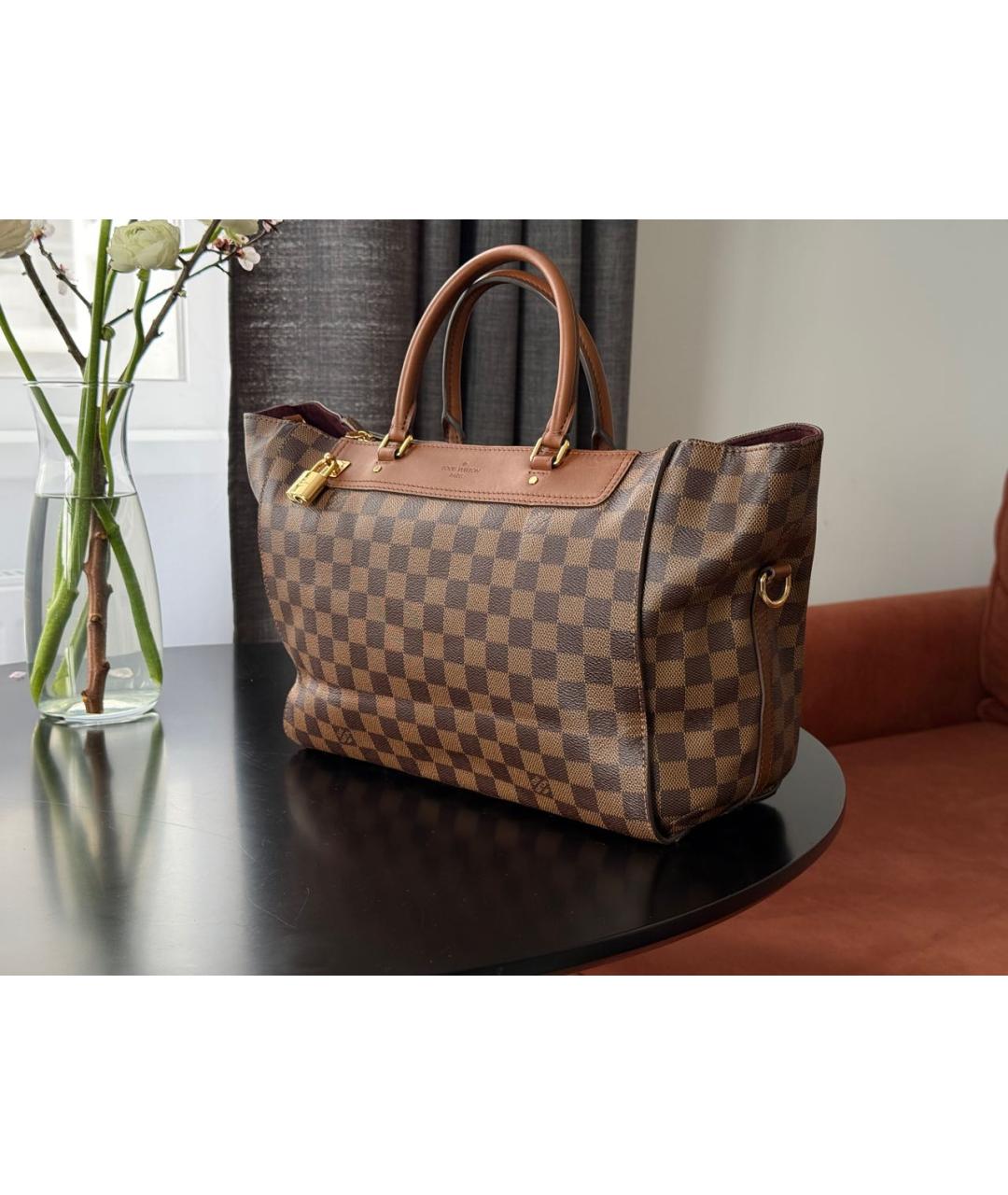 LOUIS VUITTON Коричневая кожаная сумка тоут, фото 2