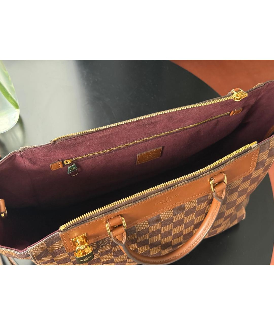 LOUIS VUITTON Коричневая кожаная сумка тоут, фото 4