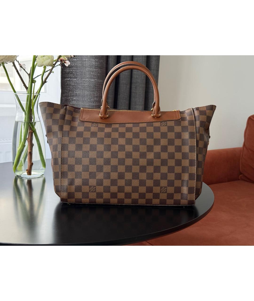 LOUIS VUITTON Коричневая кожаная сумка тоут, фото 3