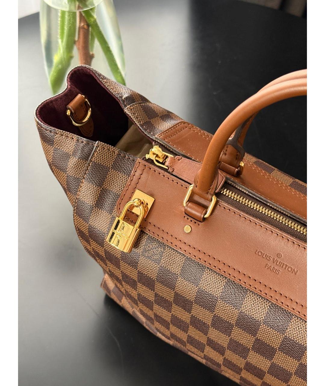 LOUIS VUITTON Коричневая кожаная сумка тоут, фото 5