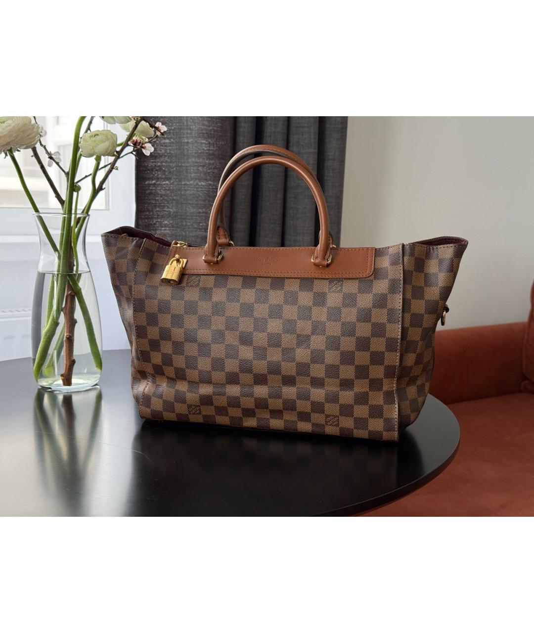 LOUIS VUITTON Коричневая кожаная сумка тоут, фото 9