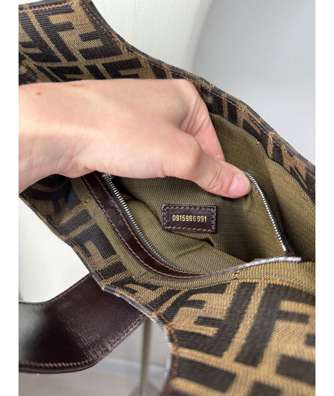 FENDI Коричневая сумка с короткими ручками, фото 8