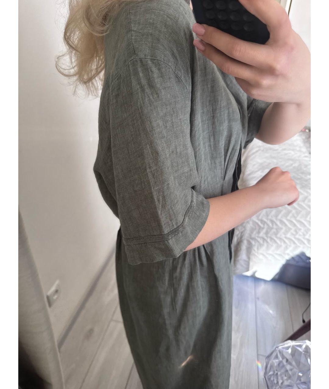 FABIANA FILIPPI Антрацитовое льняное повседневное платье, фото 2