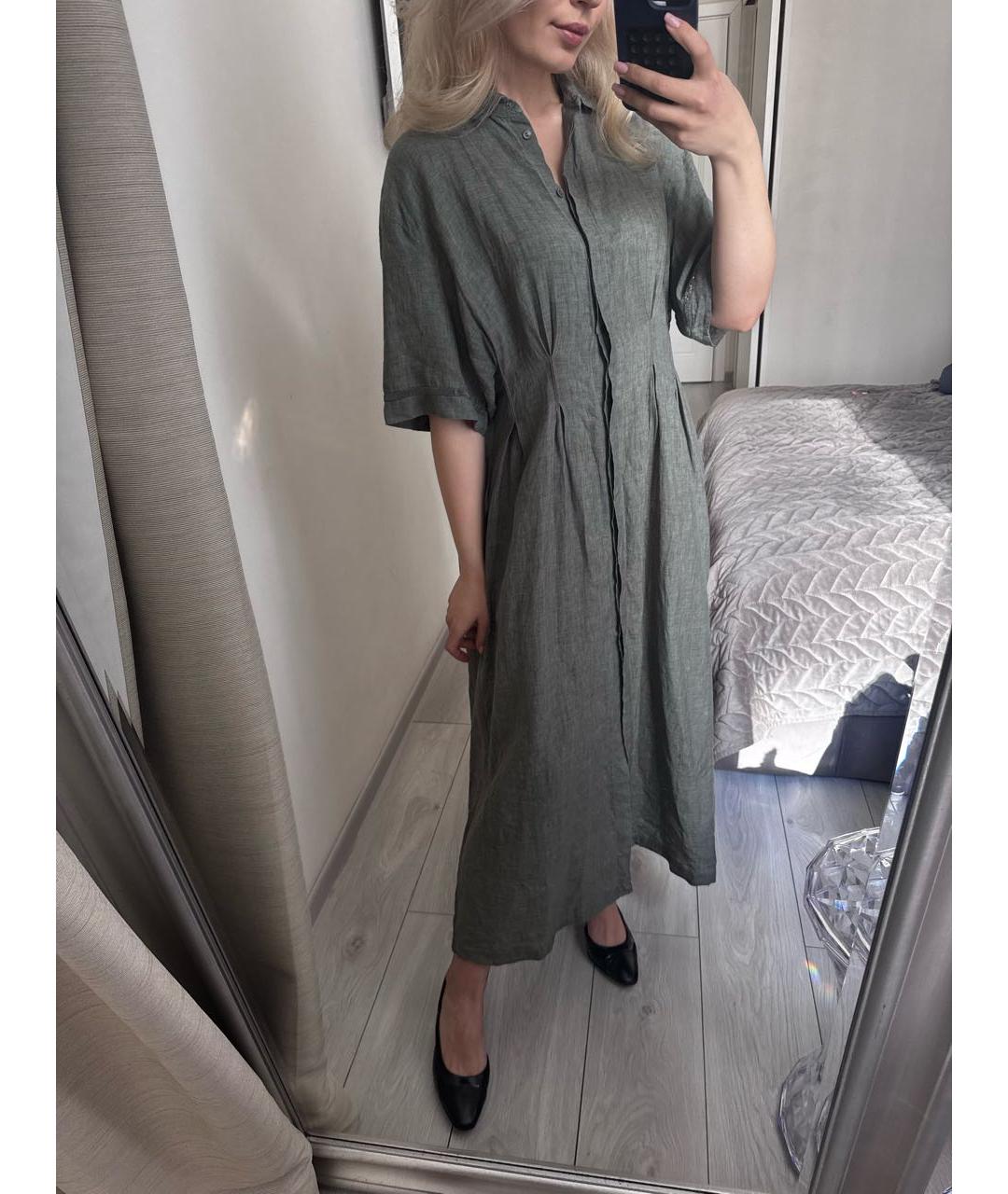 FABIANA FILIPPI Антрацитовое льняное повседневное платье, фото 6