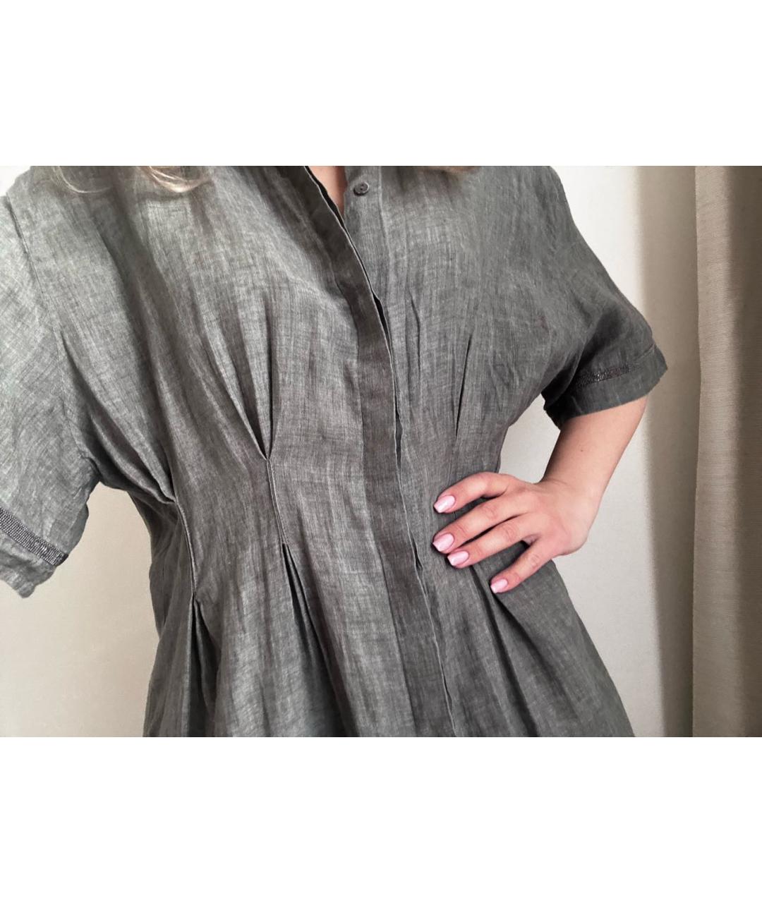 FABIANA FILIPPI Антрацитовое льняное повседневное платье, фото 3