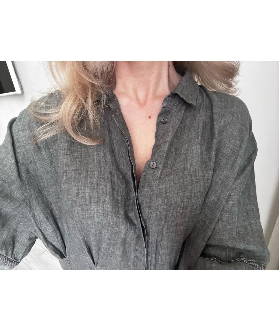 FABIANA FILIPPI Антрацитовое льняное повседневное платье, фото 4