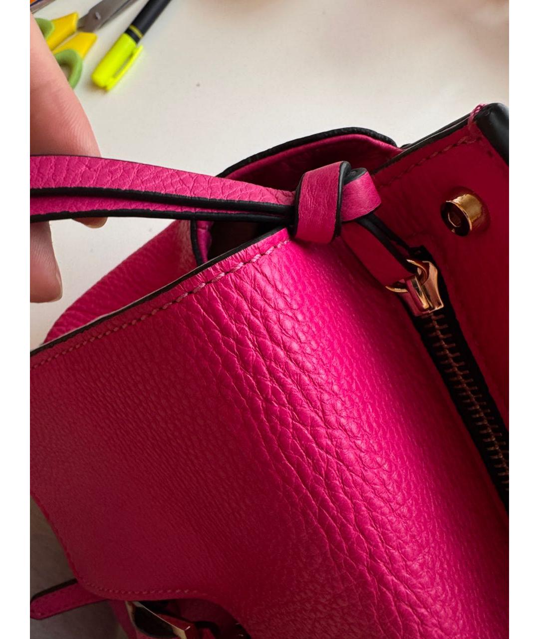 COCCINELLE Фуксия кожаная сумка тоут, фото 7
