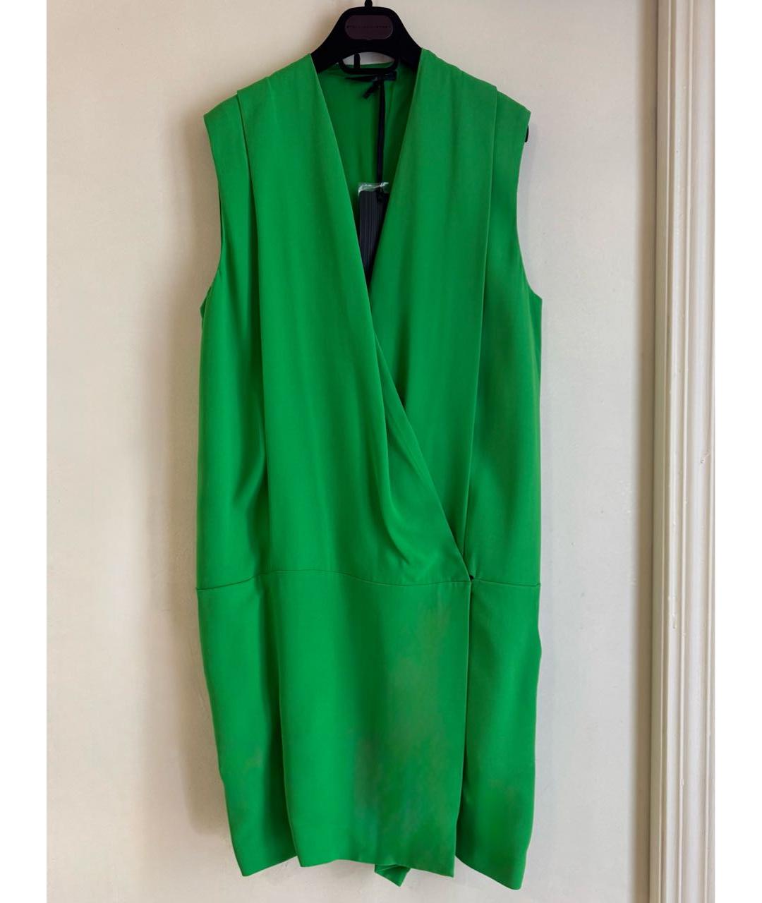 LES COPAINS Зеленые вискозное коктейльное платье, фото 9