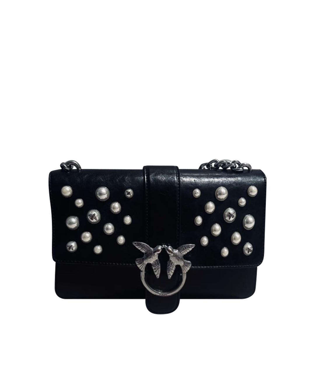 PINKO Черная кожаная сумка через плечо, фото 1