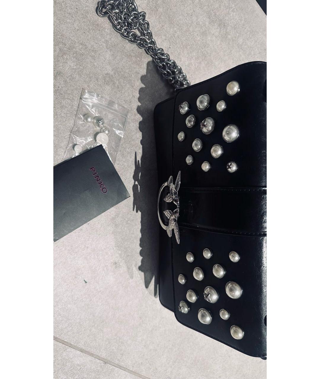 PINKO Черная кожаная сумка через плечо, фото 6