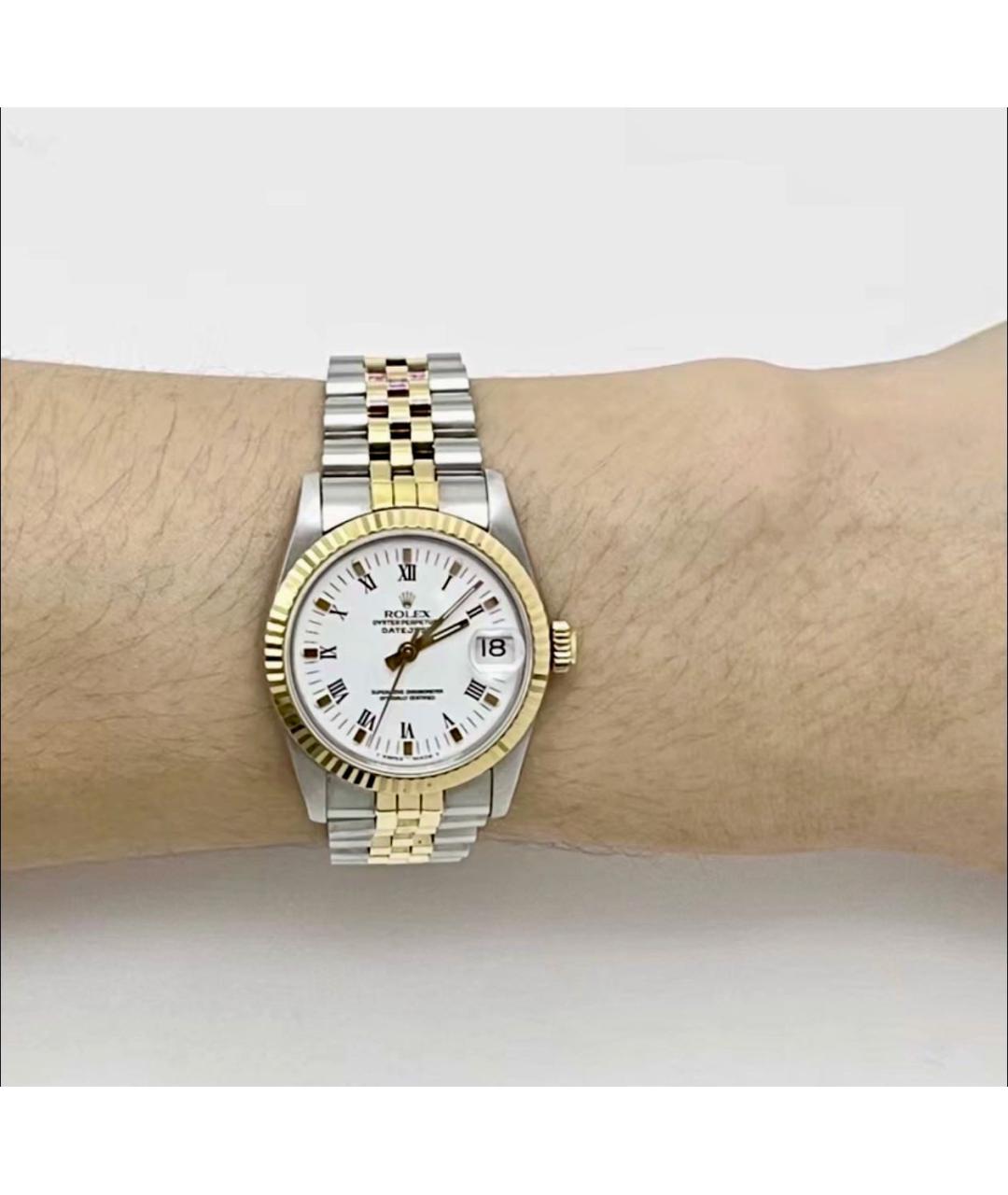 ROLEX Белые часы из желтого золота, фото 2