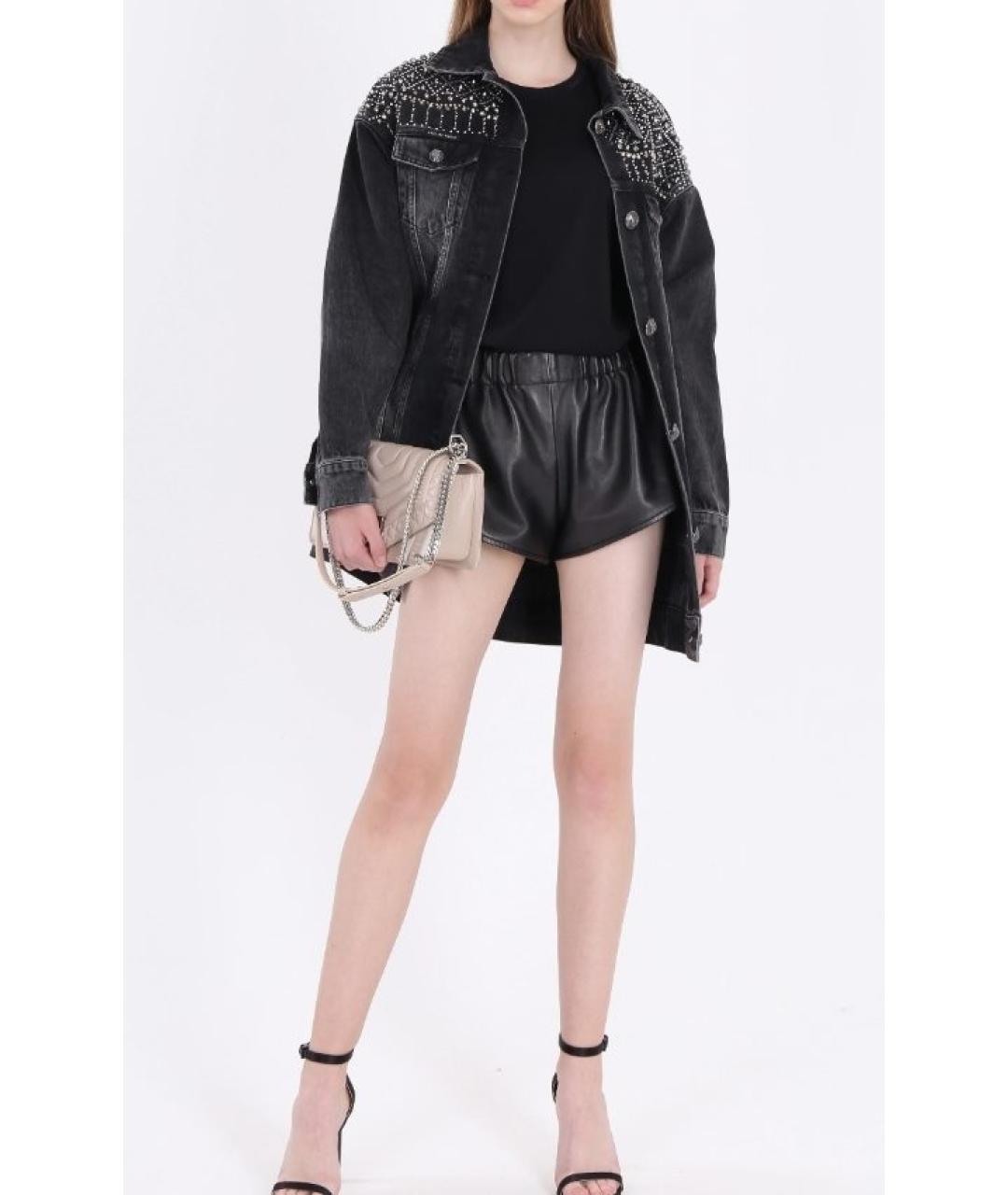 SAINT LAURENT Черные кожаные шорты, фото 4