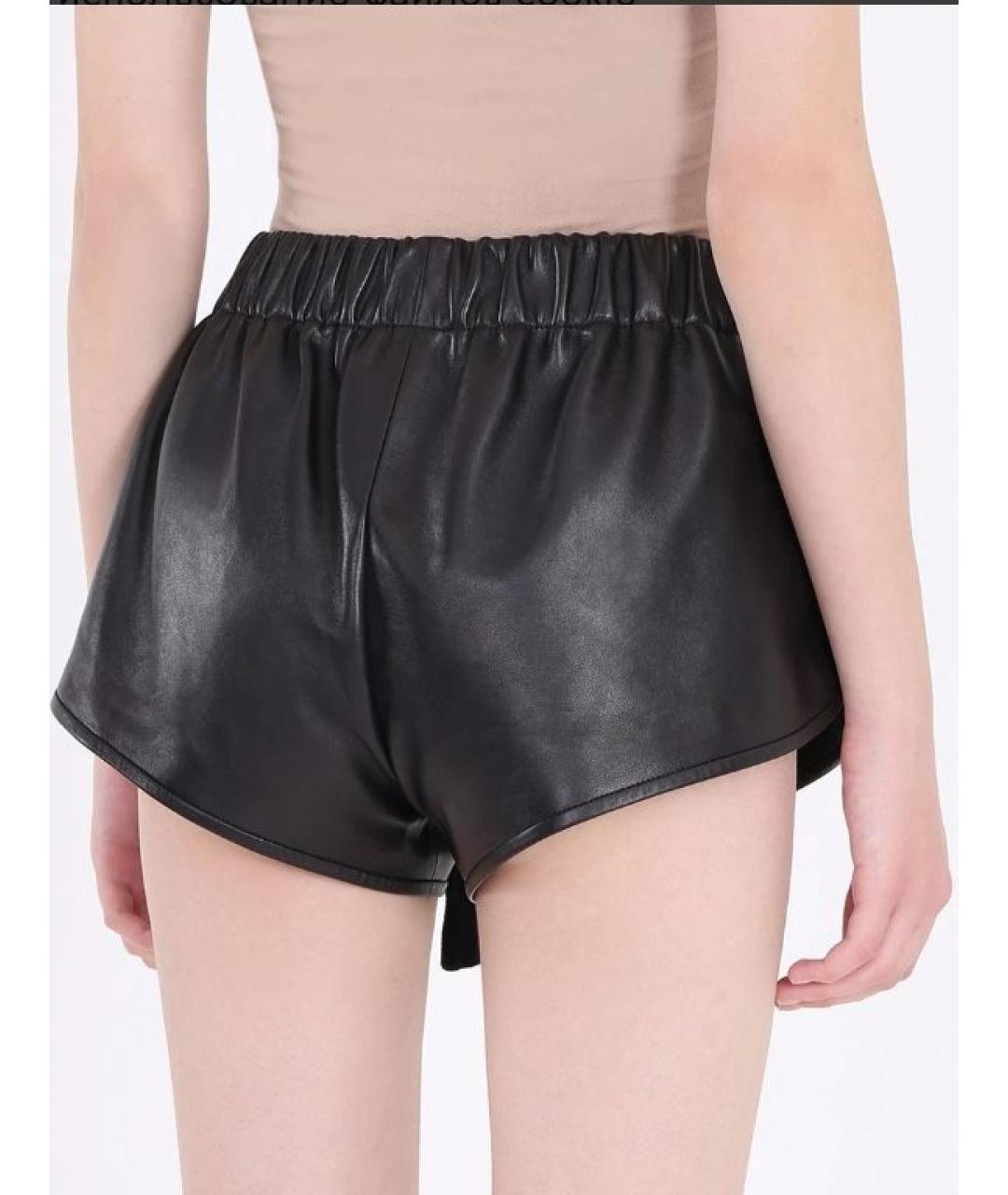 SAINT LAURENT Черные кожаные шорты, фото 3