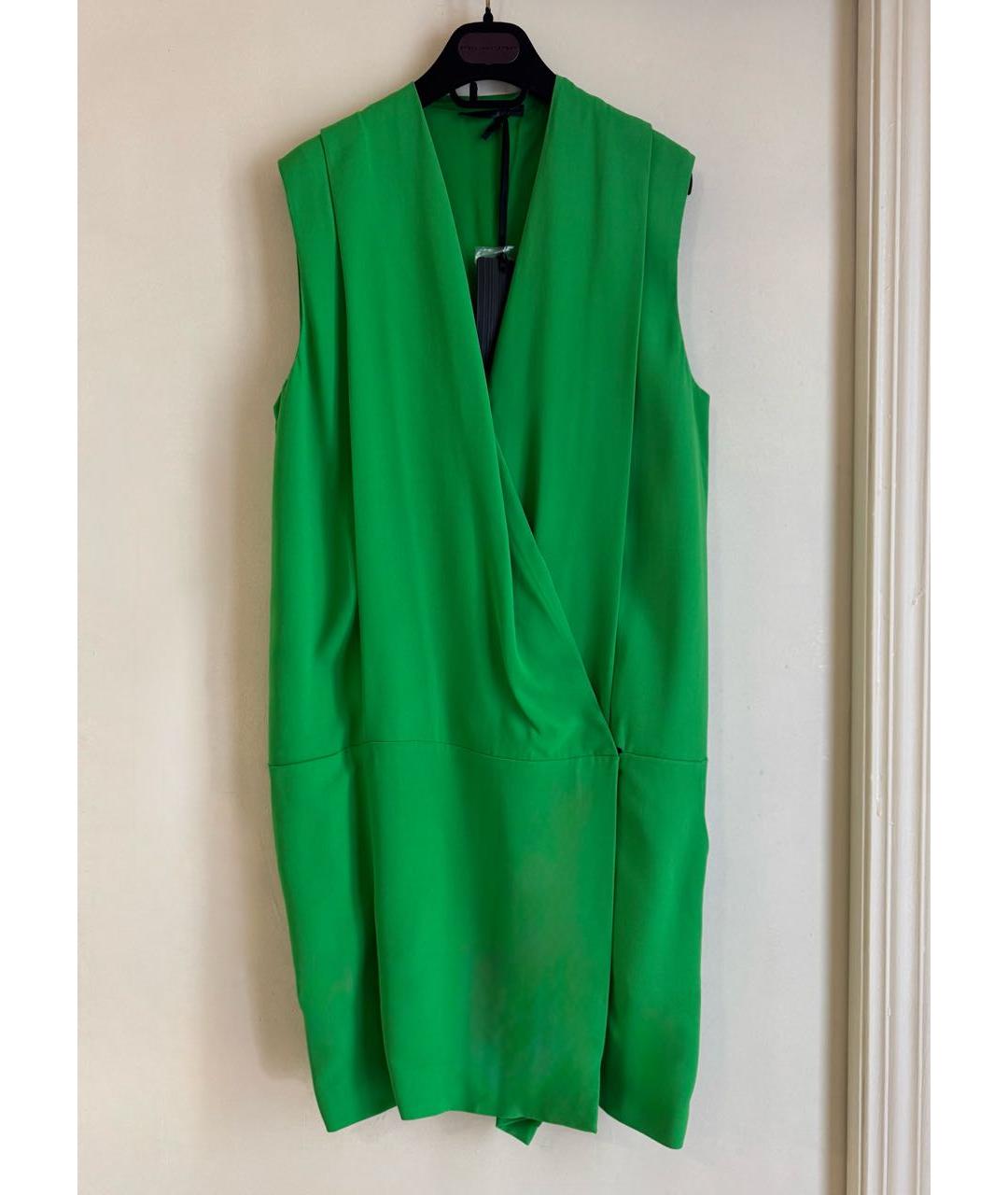 LES COPAINS Зеленые вискозное коктейльное платье, фото 9