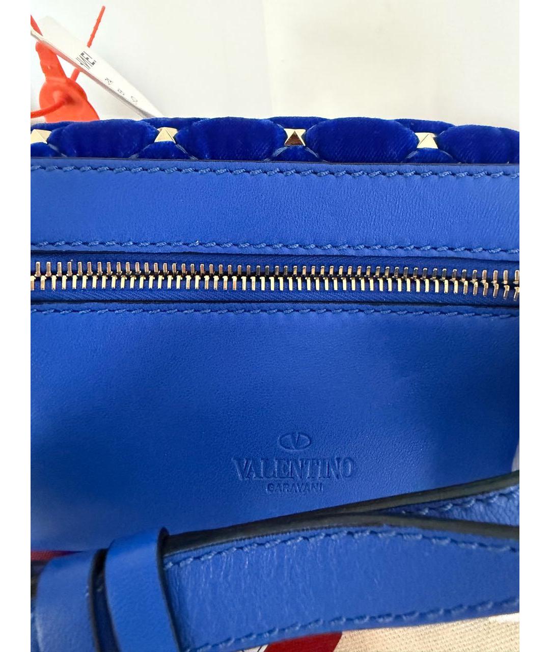 VALENTINO Синяя бархатная поясная сумка, фото 3