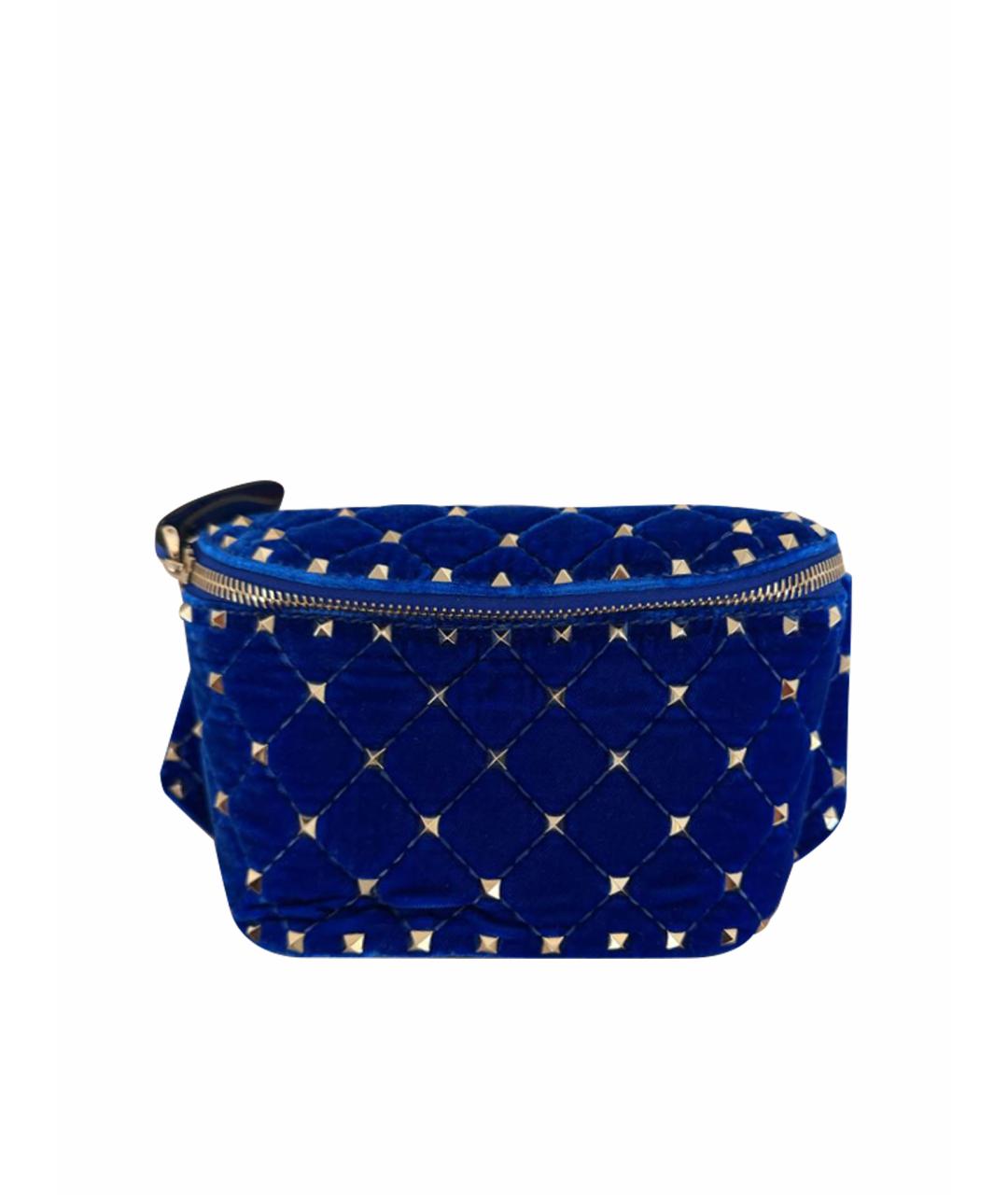 VALENTINO Синяя бархатная поясная сумка, фото 1