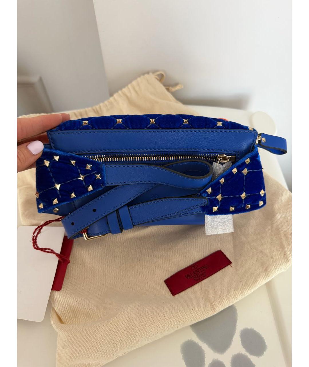 VALENTINO Синяя бархатная поясная сумка, фото 2