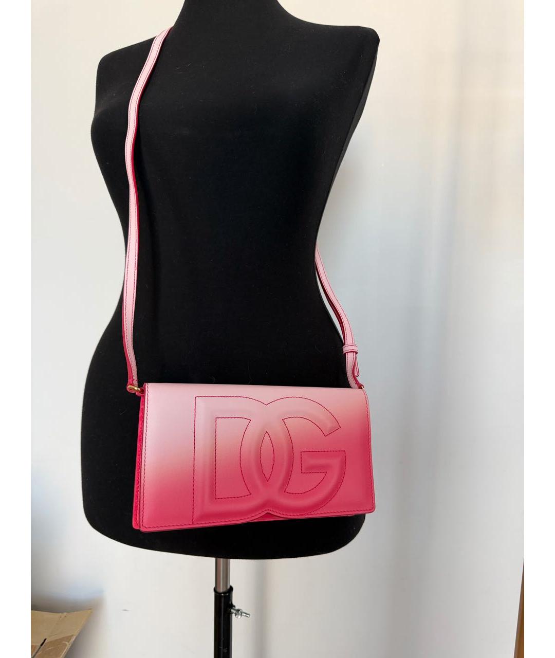 DOLCE&GABBANA Розовая кожаная сумка через плечо, фото 3