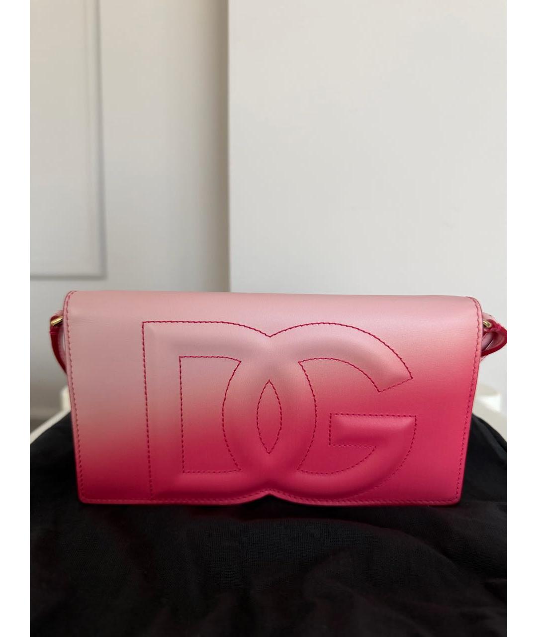 DOLCE&GABBANA Розовая кожаная сумка через плечо, фото 5